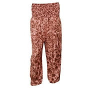 Mogul Women's Pants Peach Floral Print Hip-Hop Casual Yoga Pant