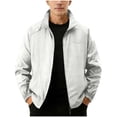 thumbnail image 2 of DPTALR Men's Thin Sports Multi-Pocket Casual Loose Mountaineering Cargo Outdoor Stand Collar Jacket,White,Big and Tall Men XXXXL, 2 of 7