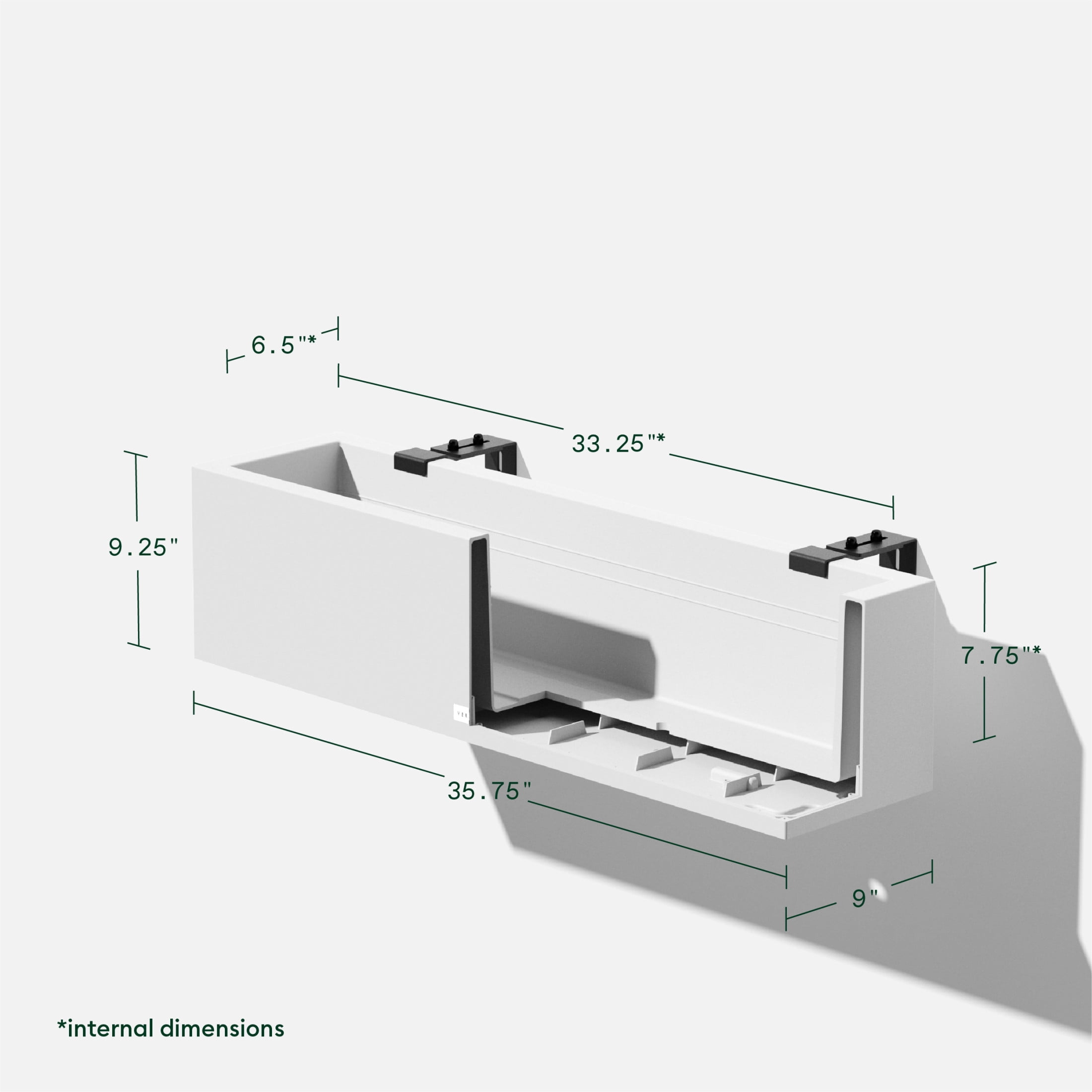 Veradek Block Series Trough 36" Plastic Planter w/ Bracket - White