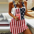 thumbnail image 2 of USA 250th Anniversary Shirt Denim Bib Overall Shorts Romper Stars and Stripes Print Women Dark Blue XXXL, 2 of 7
