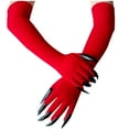 thumbnail image 3 of Xfvqtps Ladies Ghost Claws Gloves with Nails Fingernails Horror Devil Funny Elastic Breathable Party Ice Silk Gloves Red, 3 of 4