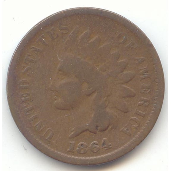 1864-L Indian Head Cent, L on Ribbon, Problem Free G-VG