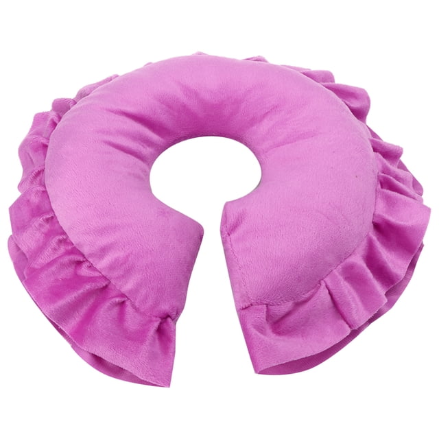 Cojín facial desmontable en forma de U para cama de masajes de spa, color morado y rojo