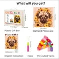 thumbnail image 2 of Cute Pug Dog in Flowers Wreath DIY Latch Hook Pillow Kits for Adults Printed Pillowcase Crochet Yarns Hooking Handmade Pillow Cover Cushion for Home Sofa Decoration 17x17inch(2), 2 of 7