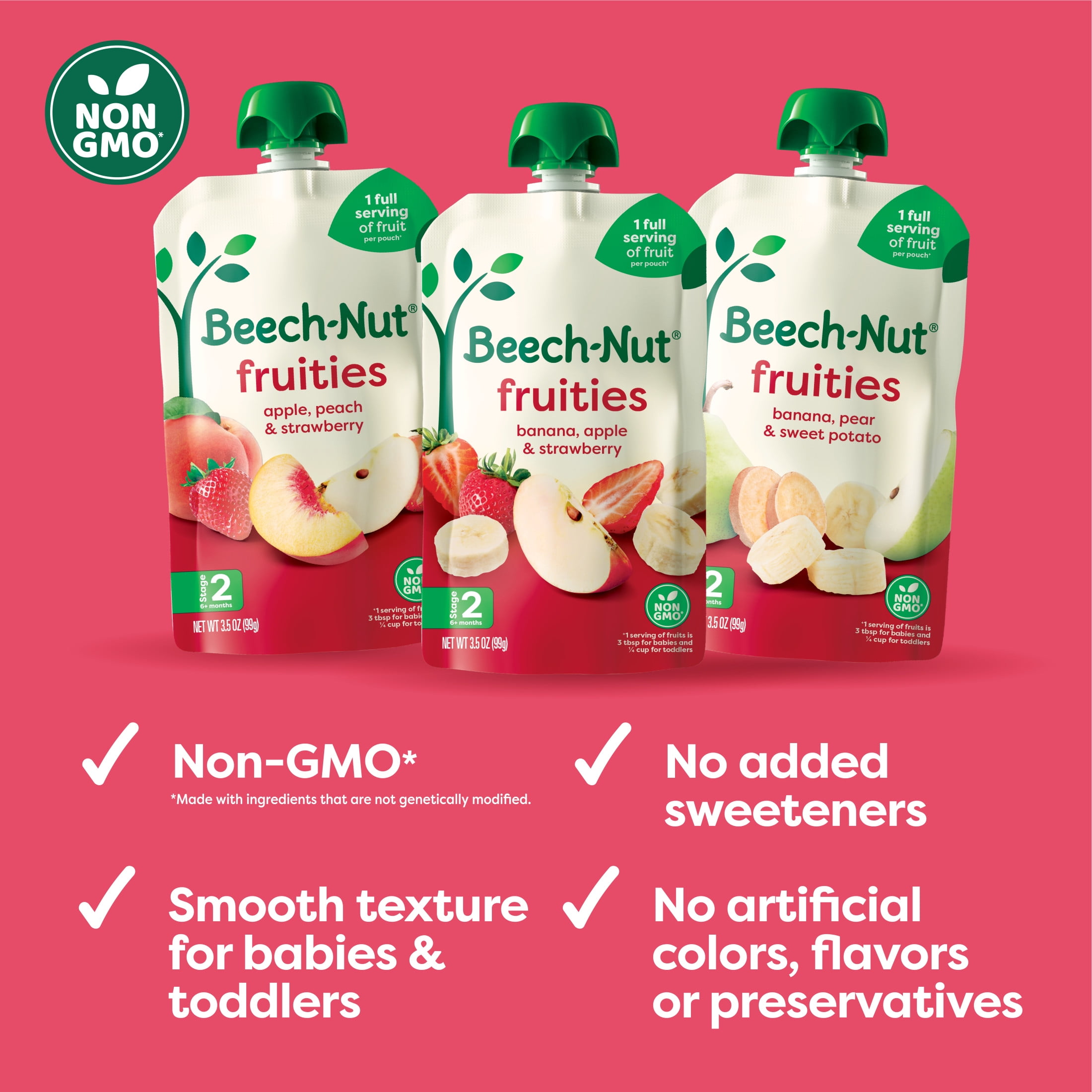 Beech-Nut Fruities Stage 2 Baby Food Variety Pack, 3.5 oz Pouch (9 Pack)