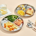 thumbnail image 4 of Stainless Steel Dinner Plates Silicone Suction Divided Serving Tray Stackable Breakfast Plates Kids Snack Tray Lunch Container for School, 4 of 8