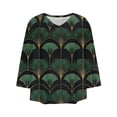 thumbnail image 4 of SHE IS Womens 3/4 Sleeve Tops, Long Sleeve V Neck Shirts for Women Fall Plus Size Tops for Women Long Sleeve Dressy Blouses for Women Evening Party Basic Cotton Tees for Women Fitted, 4 of 5