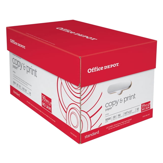 Papel para copiar Office Depot 21,6 x 27,9 cm 20 lb 10 resmas