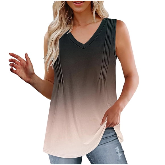 Oversized Tshirts Cotton Tank Tops for Women 2024 Loose Fit Plus Size Summer Blouses 2024 V Neck 3/4 Sleeve Tops Casual Shirts Basic Summer Tees Tie Front Tops Baby Doll Tops Cyber and Monday Deals