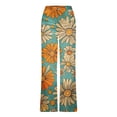 thumbnail image 6 of XUNKUSGA Pants for Women Fashion Faux Denim Floral Wide Leg Pants Classic High Waist Baggy Boyfriends Straight Leg Women's Pants with Pockets,Yellow,S, 6 of 6