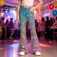 thumbnail image 2 of Afdoent Girls Pants Sequin Flare Pants High Waist Bell Bottoms Performance Dance Pants for Kids Party Daily Wear 13-14 Years, 2 of 4