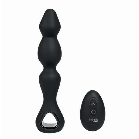 Maia Toys Hudson Rechargeable Silicone Vibrating Anal Plug Remote Control, Black