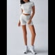 thumbnail image 5 of Conjuntos de Chándal de Dos Piezas de Verano para Mujer con Pantalones Cortos Ajustados Flores Blancas y Grises XL, 5 of 8