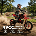 thumbnail image 4 of Epicord 50cc Kid Dirt Bike,2-Stroke Gas Mini Bike for Kids 8-14 Shock Absorption,Pull Start,Max Speed 40 MPH, 160 lb Capacity,Red, 4 of 8