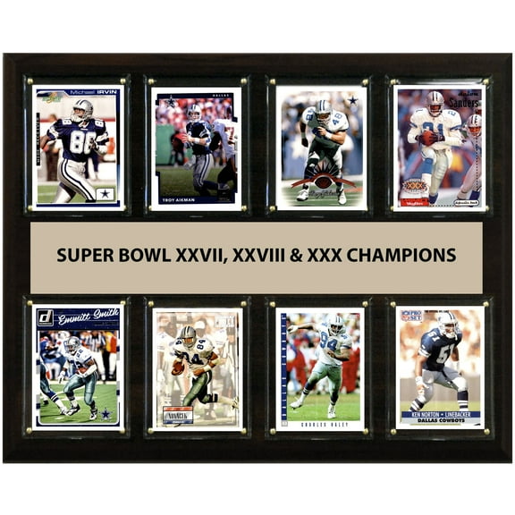 Dallas Cowboys Super Bowl XXVII XXVIII & XXX Champions 12'' x 15'' Plaque