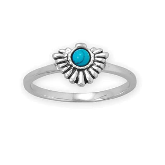 AzureBella Jewelry Imitation Turquoise Fan Design Ring Rhodium on Sterling Silver (8)