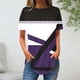 thumbnail image 2 of Tops de Algodón para las Mujeres Patchwork Impresión Cuello Redondo Suelto Tee, Imitación Algodón Tops Cortos para las Mujeres, 2 of 3