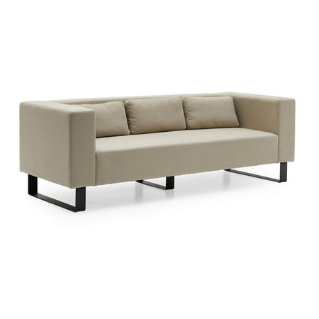 MoDRN Refined Industrial Atoll Metal Base 87" Sofa, Multiple Colors