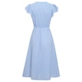thumbnail image 4 of Vestido midi de playa para mujer Botones Vestido casual con volantes Vestidos de una línea (Azul cielo L) Tmvgtek Para estrenar, 4 of 7