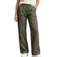 thumbnail image 4 of Women Casual Straight Leg Long Trousers Comfort Daily Wear Pants with Side Pockets Green XXL(XXL), 4 of 7