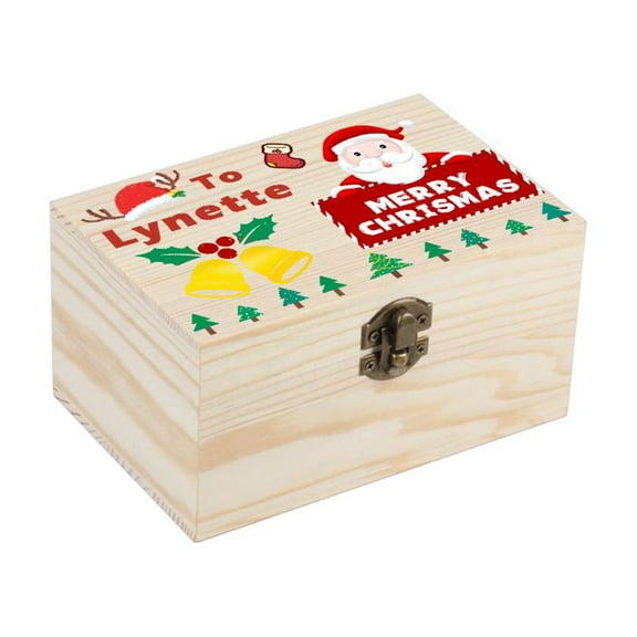 Personalized Christmas Keepsake Box - Festive Wooden Gift for Kids with Custom Name