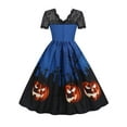 thumbnail image 3 of Gvmfive Halloween Dresses for Women Lace Short Sleeve Vintage Party Swing Dress, 3 of 4