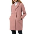 thumbnail image 3 of Allegra K Women's Double Breasted Lapel Raglan Long Sleeve Mid Length Overcoat M Dark Pink, 3 of 9