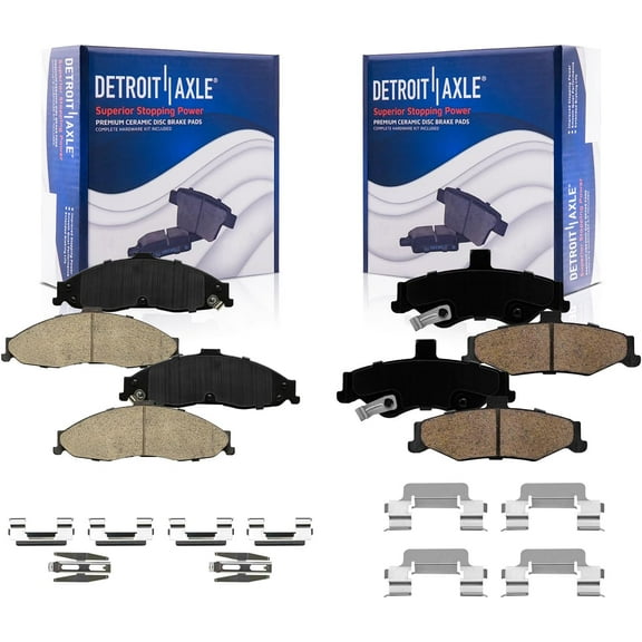 Detroit Axle - Brake Pads for 1998-2002 Chevrolet Camaro Pontiac Firebird, Front and Rear Ceramic Brake Pads with Hardware 1999 2000 2001 Replacement