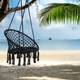 thumbnail image 2 of [Sales Promotion]Black Swing，Hammock Chair Macrame Swing，Max 330 Lbs Hanging Cotton Rope Hammock Swing Chair for Indoor and Outdoor, 2 of 7