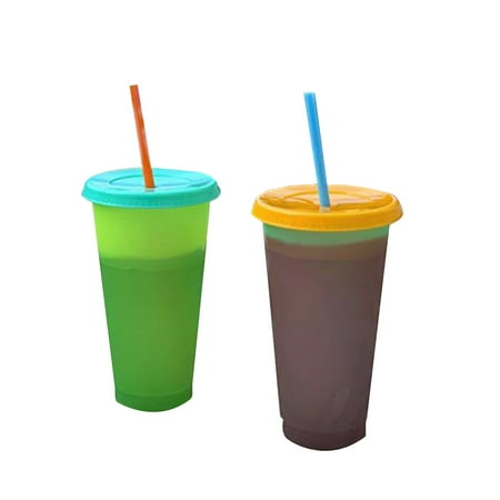 Color Changing Cold Drink Cups, Reusable Temperature-Sensitive Plastic