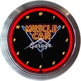thumbnail image 2 of Bilot Muscle Car Garage Neon Wall Clock, 15-Inch, Chrome rim with a single ring of red neon By Brand Bilot, 2 of 2