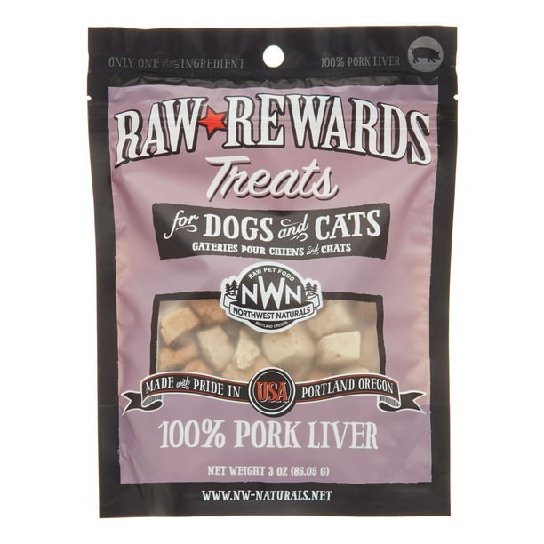 NW Naturals Raw Rewards GrainFree Pork Liver Freeze Dried Cat & Dog Treats, 3 Oz