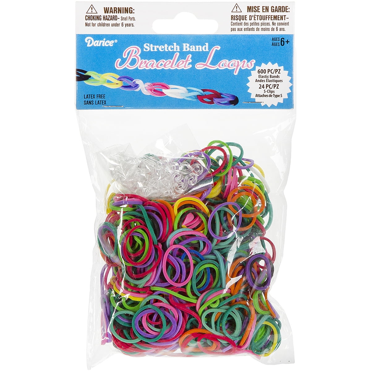 150 6 Darice Stretch Band Bracelet Loops ,Multicolor Bead Style Bands & Clips 