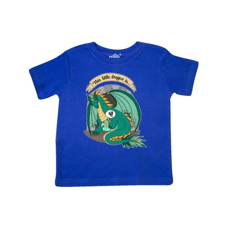 

Inktastic Fourth Birthday This Little Dragon is 4 Gift Toddler Boy or Toddler Girl T-Shirt