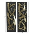 thumbnail image 4 of DecMode Contemporary Rectangular Abstract Wall Décor, Set of 2 12"W x 36"H with Shiny Gold Curved Metal Accent, 4 of 12