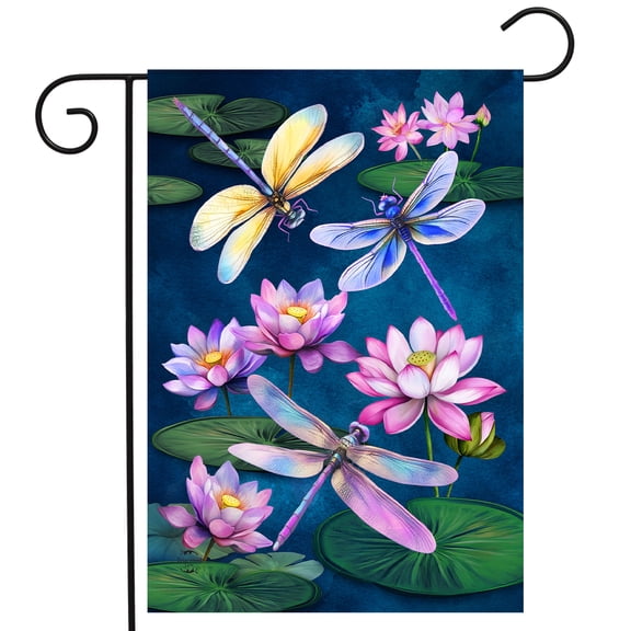 Briarwood Lane Summer Garden Flag 12x18 For Outdoor Dragonflies and Water Lilies For Summer Garden Flag Flags For Outside