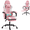 Pink, variant on DELMANGO Ergonomic Reclining Gaming Chair with Linkage Armrests & Footrest, Racing Style Office Chair, PU Leather Computer Desk Chair, Blue