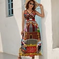 thumbnail image 5 of Carnival Circus Amusement Family Theme Park Womens Night Club Maxi Dress V Neck Sleeveless Bohemia Long Dresses, 5 of 9