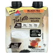 Atkins Black Tea with Honey flavored Protein Latte Shake, Ready to Drink, Made with Real Tea, Low Sugar, 4 Count