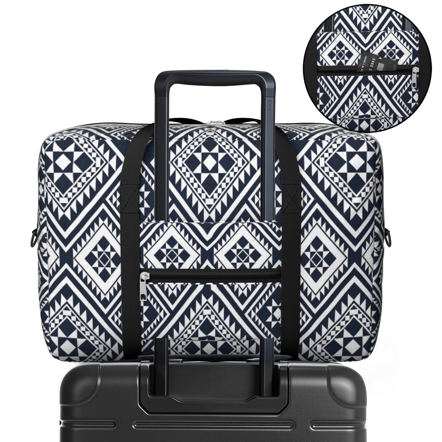 For Spirit Airlines Personal Item Bag 18x14x8 Inch, Boho Weekender Travel Bag, Foldable Travel Duffel Bag Underseat Carry on Bag with Luggage Sleeve for Women and Men 30L