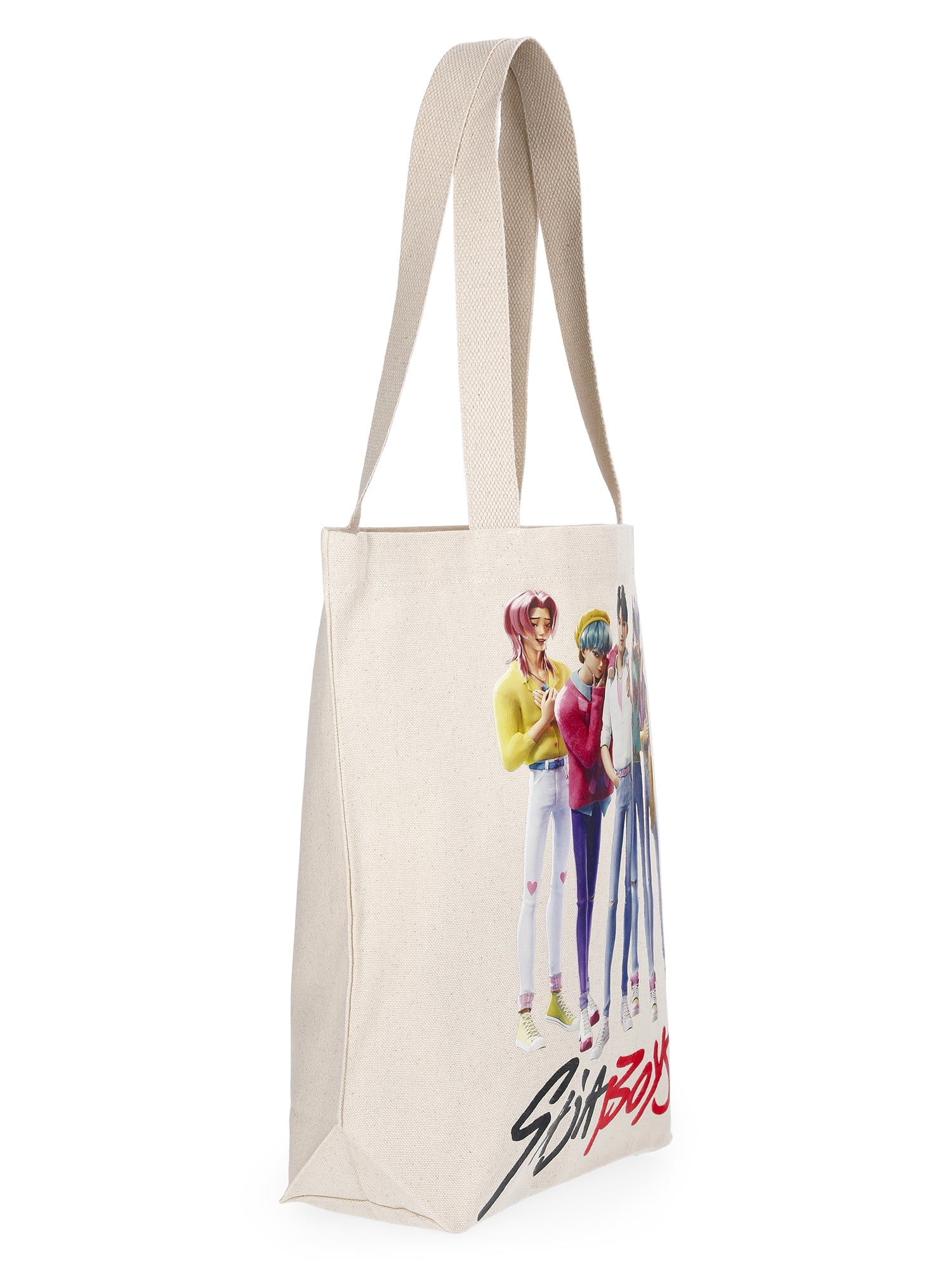 KPop Demon Hunters Women's Golden Saja Boys 13.5" Tote Bag, Natural Canvas