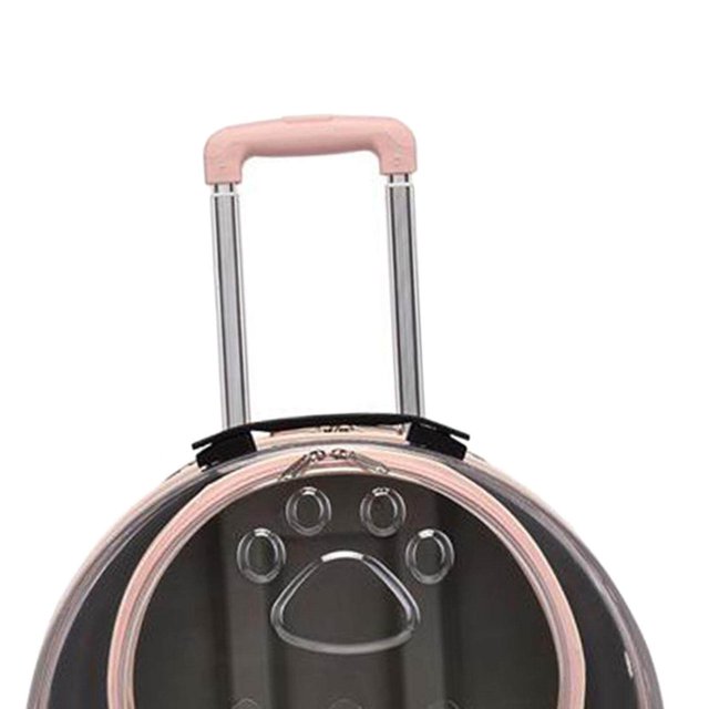 VONKY Kitten Bag Backpack Handbag with Wheels Durable Dog Trolley Case for Puppy Translucent Pink