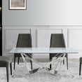 thumbnail image 5 of Benjara Dining Table with Overlapped Metal Geometric Accent- Silver, 5 of 6