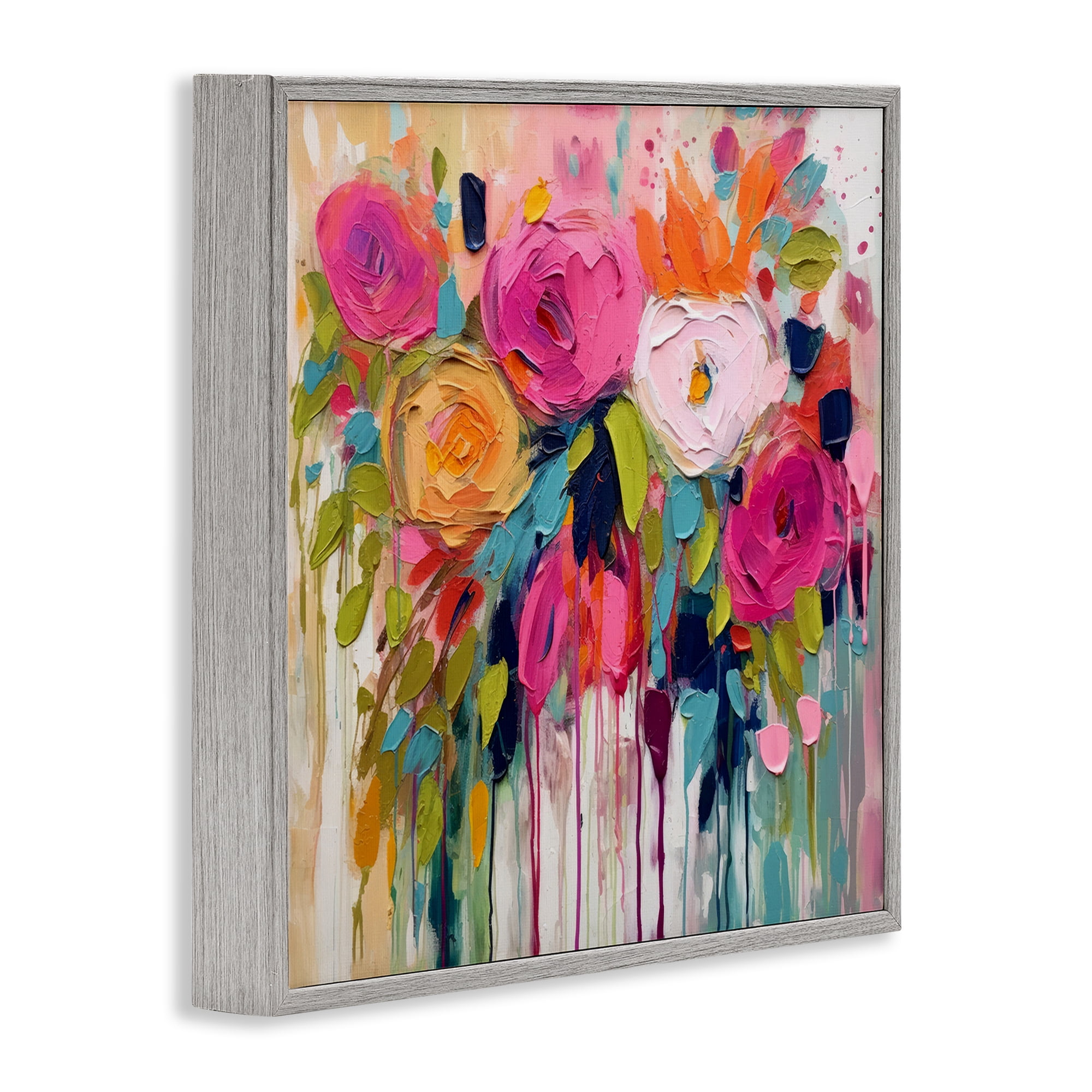 Stupell Industries Urban Paint Bouquet Botanical & Floral Painting Gray Framed Art Print Wall Art, 12 x 12
