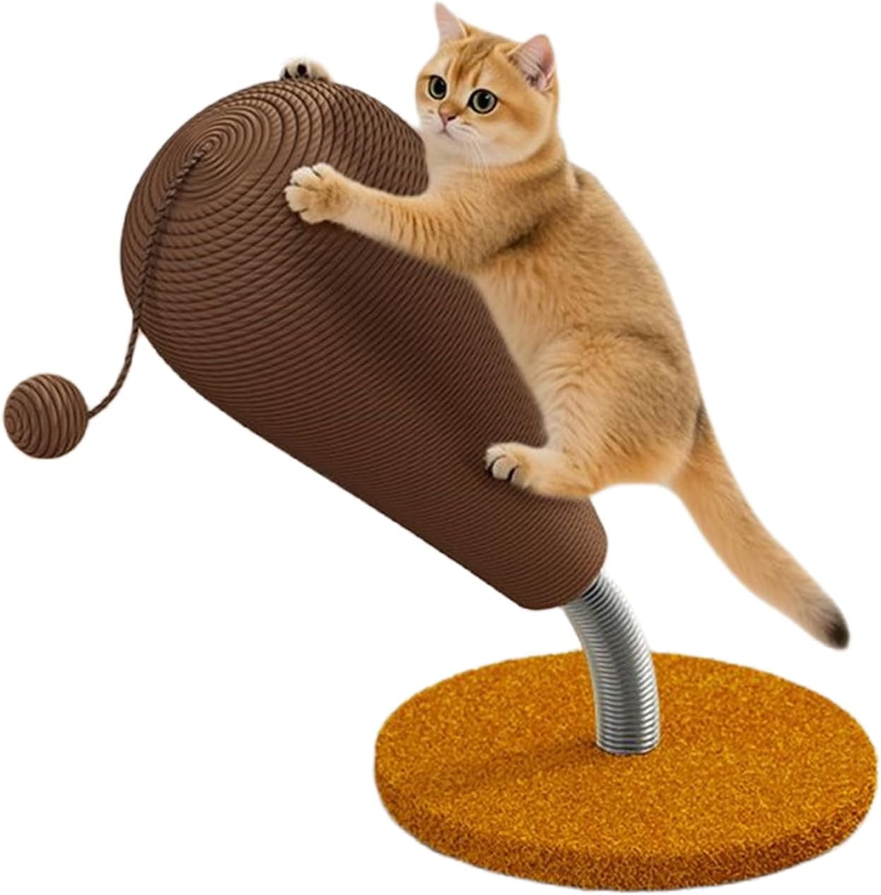 Colourtree Kitten Scratching Post, Vertical Cat Scratcher, Adorable Furniture Protector with Hanging Ball Toy, Interactive Indoor Pet Training Post for Apartment Bedroom Home