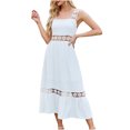 thumbnail image 2 of Sakmal Dresses for Women Elegant Square Neckline White Long Cutout Sleeveless Lace Solid Flowy A-Line Dress, 2 of 8
