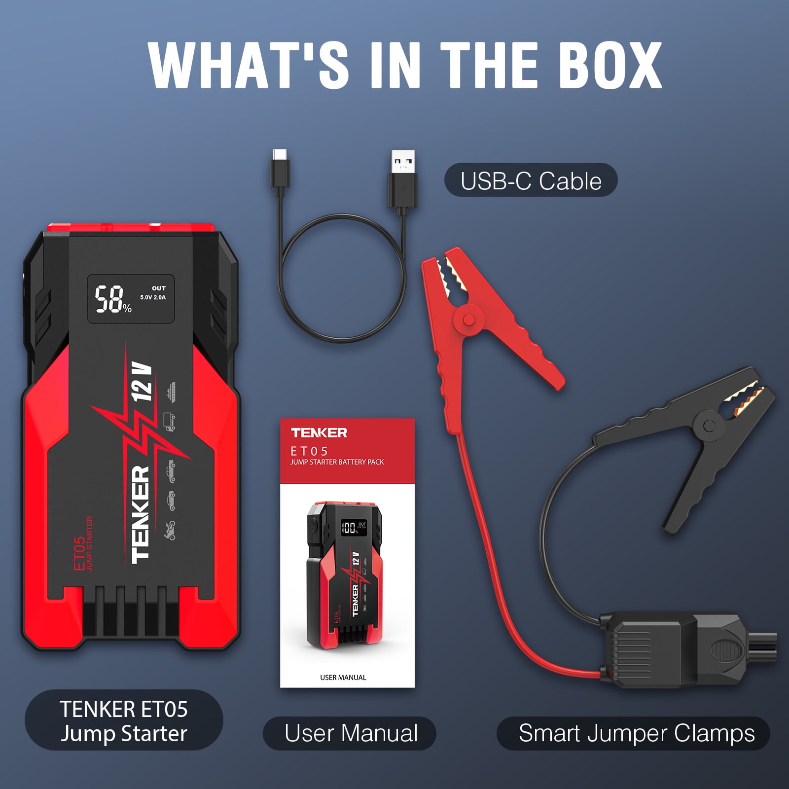 Multi-functional Car Jump Starter, 4000A Peak Car Battery Jump Starter, Portable Jump Starter Battery Pack for up to 7.2L Gas and 5.5L Diesel Engines, 12V Auto Battery Booster w/ 3 LED Modes