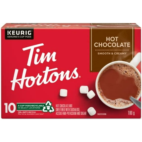 Tim Hortons Hot Chocolate, Single Serve Keurig Certified K-Cup Pods For Keurig Brewers, 10 Count