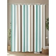 thumbnail image 4 of Shower Curtain Teal Brown Khaki Stripes Bathroom Curtains with Hooks, Waterproof Fabric Lines Striped Bath Shower Curtains Set for Bathroom Bathtubs Decor 36x72 Inch, 4 of 8
