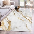 thumbnail image 3 of White Gold Marble Area&nbsp;Rug 4x6ft Abstract Marble Texture Contemporary Non-Slip&nbsp;Washable Square&nbsp;Rugs Soft Felt Indoor Floor Mat for Bedroom Kitchen Living Room Bathroom, 3 of 9